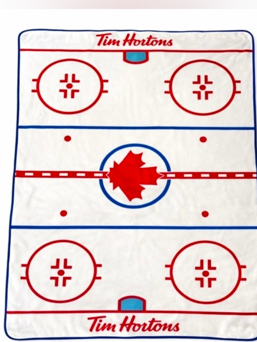 Rare Find! Tim Hortons Light Fleece Hockey Throw Blanket!!